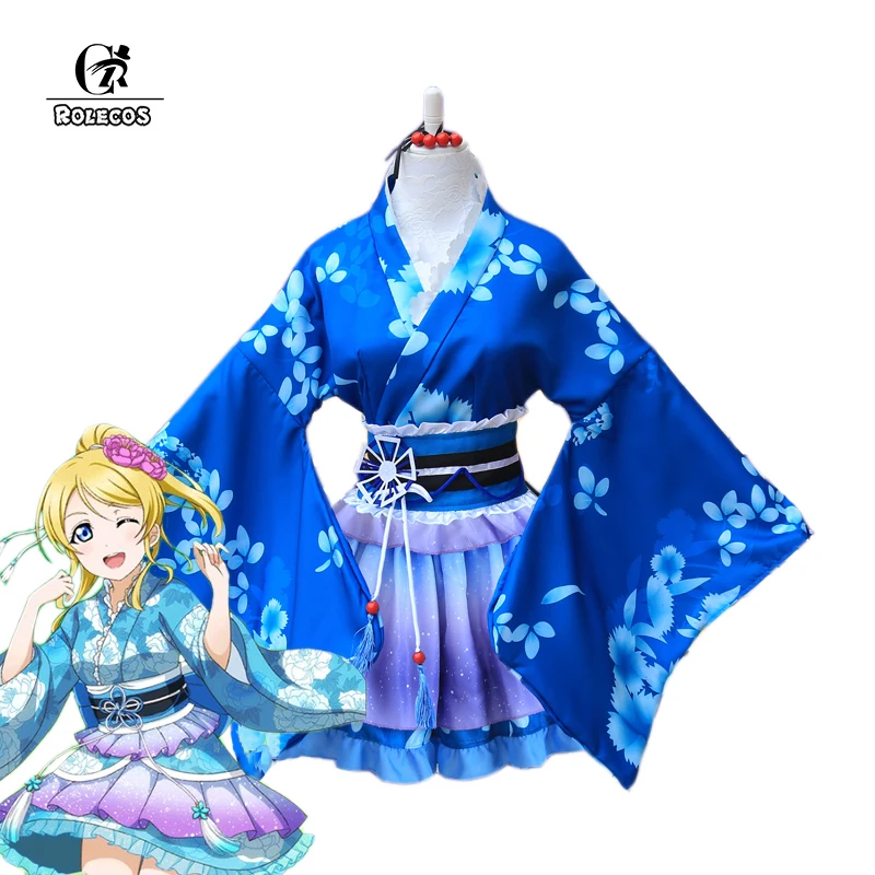 Косплей костюм ROLECOS с аниме Love Live эли айназе костюмы для косплея юката голубое