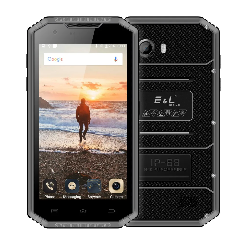 Водонепроницаемый 4G мобильный телефон E & L W7S IP68 5 0 дюймов HD Прочный смартфон MTK 6737