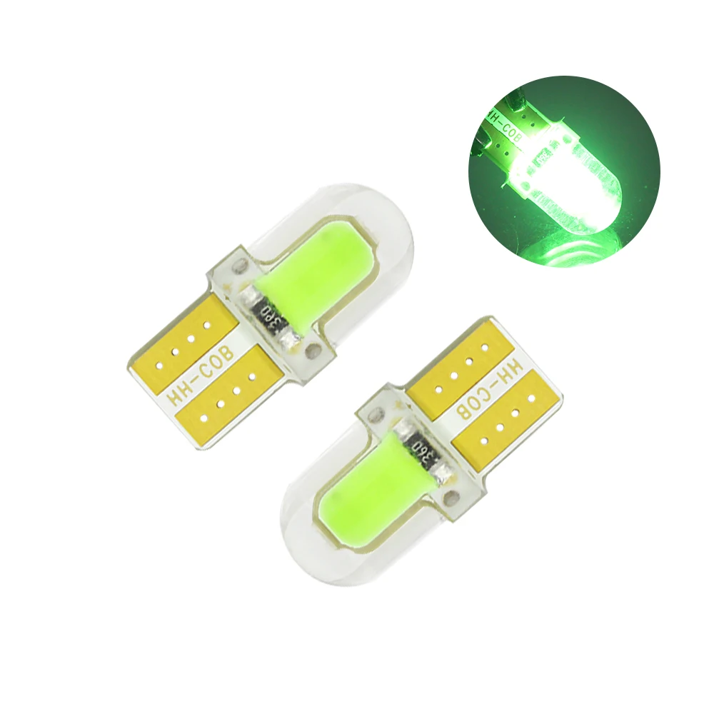 Зеленый DXZ 1X T10 led canbus w5w 12 в салон автомобиля Светлый 194 168 COB кремнезема авто тормоз с клиновым разжимом лампа для чтения с номерным знаком Bump белый - Испускаемый цвет: Зеленый