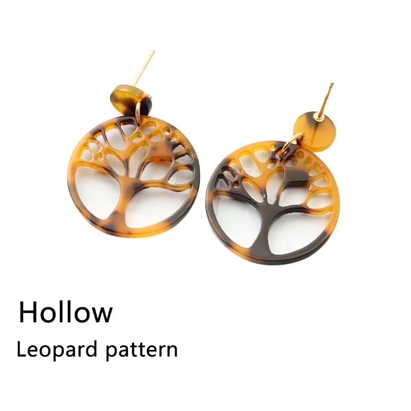 MODEBOX Древо жизни акрил серьги Мути Цвет леопардовые большой круг заявление для