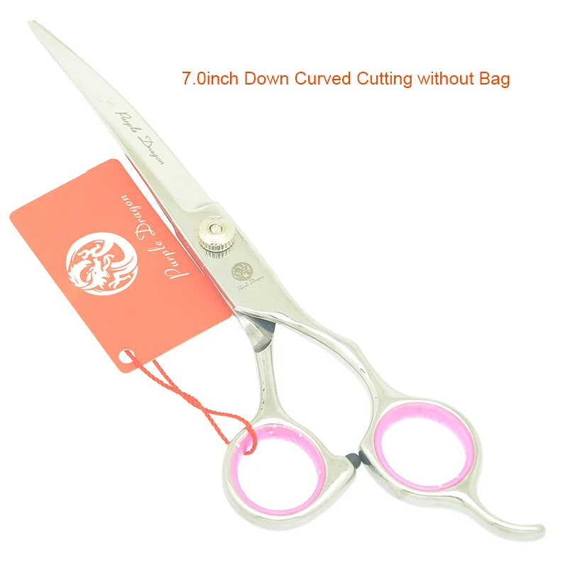 LZS0758 no Bag Purple Dragon 7.0" Dog Grooming Scissors Stainless Steel Pet Straight Curved Cutting Thinning Shears Dog Hair Trimmer LZS0754 - Цвет: LZS0758 no Bag