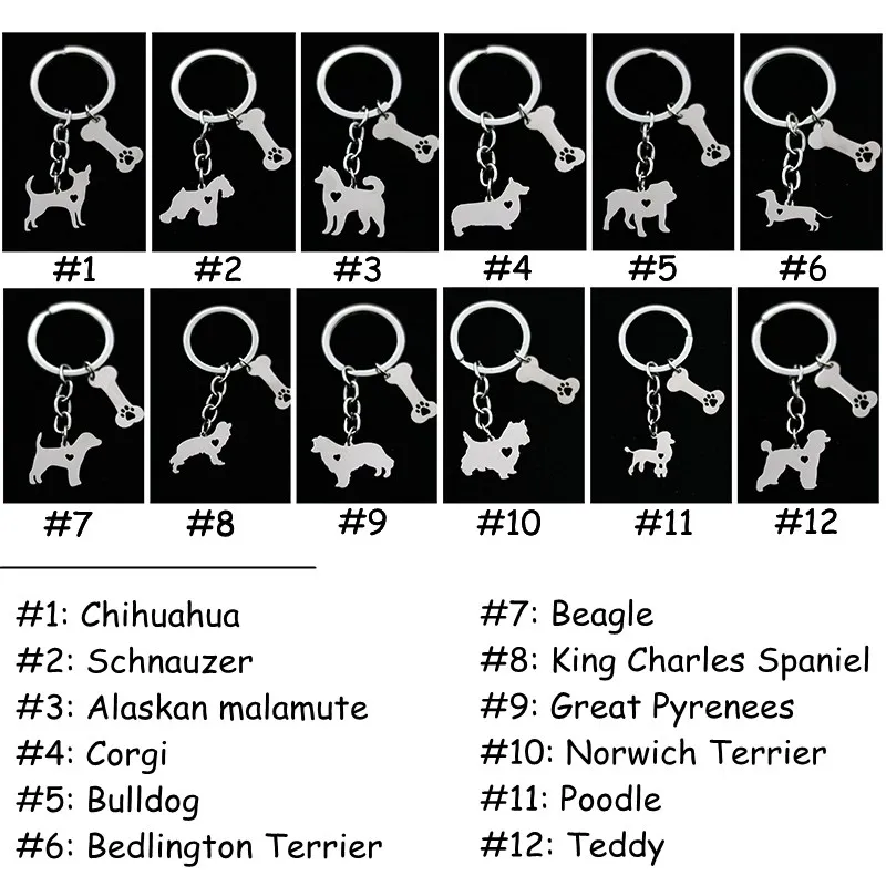 Брелок Шнауцер для домашних животных собака и кость полый коготь из нержавеющей