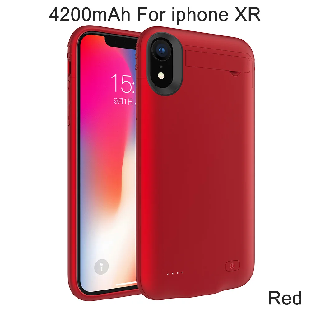 XGODY 5200 мАч умный чехол для аккумулятора для iphone XR XSMAX Внешний чехол для зарядки аккумулятора для iphone XR XSMAX с держателем для телефона - Цвет: 4200mAh For XR