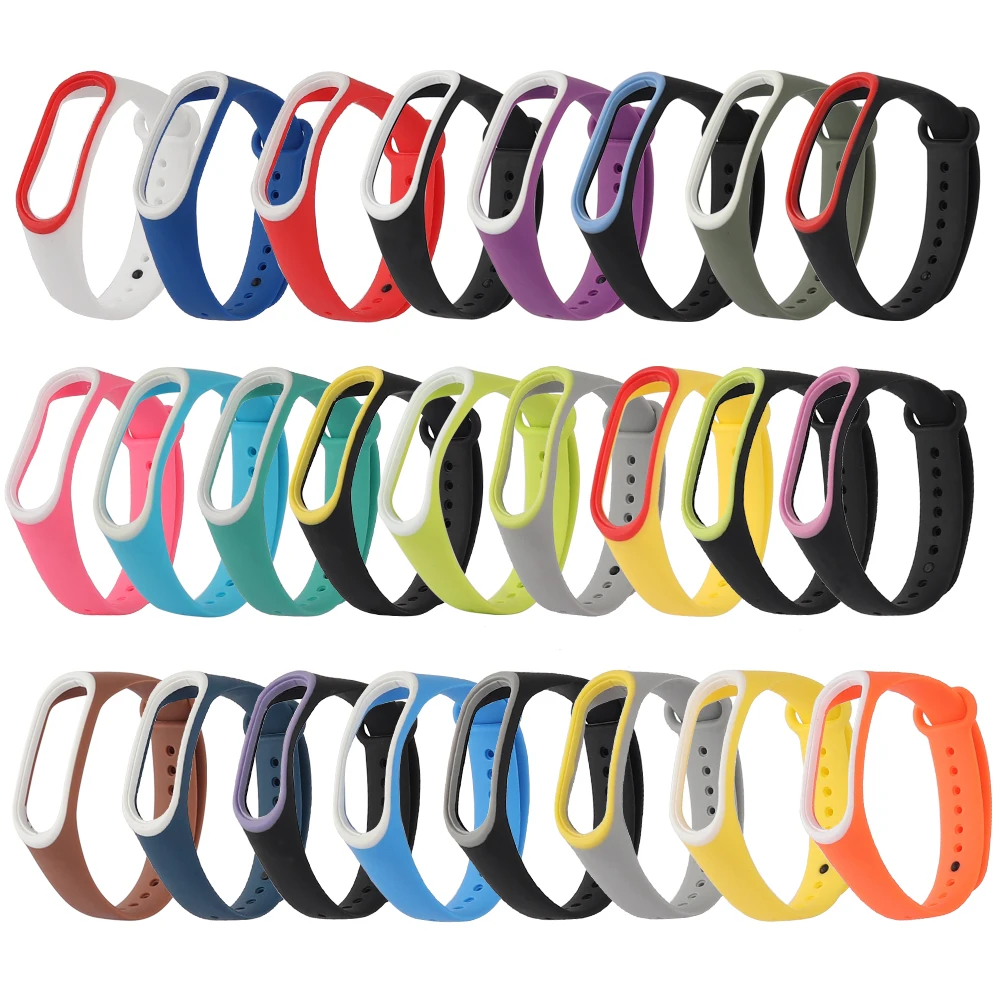 Двойной Цветной ремешок Mi Band 3 силиконовый браслет с защитой от потери Сменные