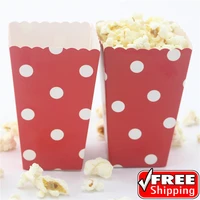 36pcs red popcorn boxes polka dot christmas wedding birthday movie party retro candy buffet snack paper treat containerscups