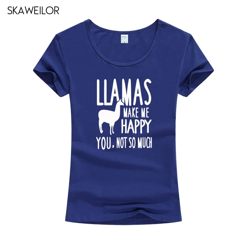 Новое поступление женские футболки с забавным принтом Llamas Make Me Happy You Not So Much