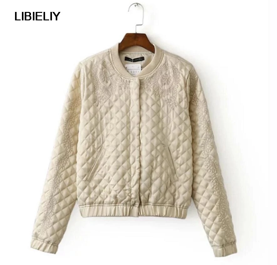 

Women Solid Floral Embroidery Padded Jacket Coat Long Sleeve Covered Button Pockets Design Outwear Warm Tops Chaquetas CT1248