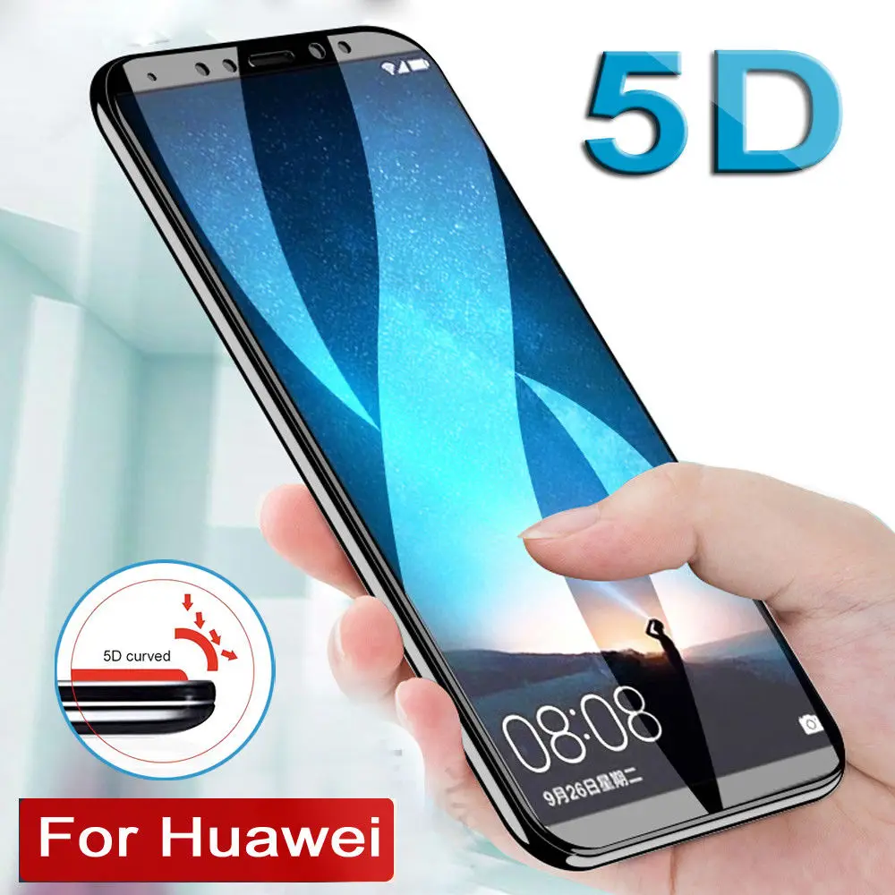 5D полное покрытие закаленное стекло для Huawei P8 Lite 2017 P9 P10 Mate 10 Honor 8 Pro V9 9 Nova 2i upon