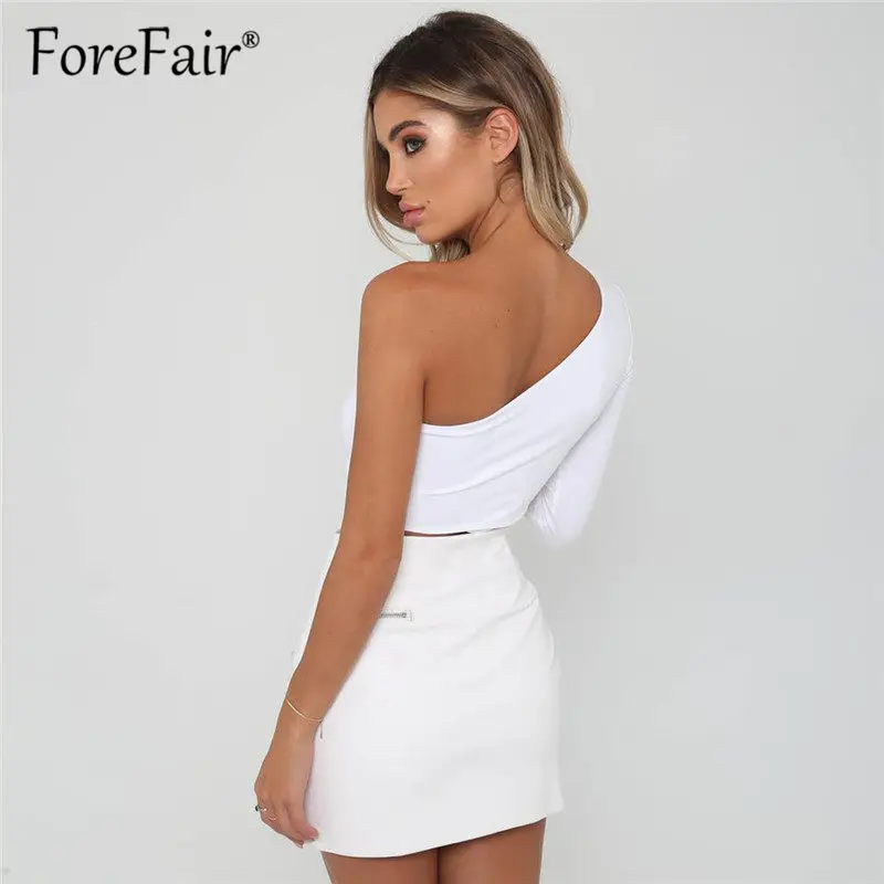 Forefair женская футболка 2018 облегающий укороченный топ с длинным рукавом на одно