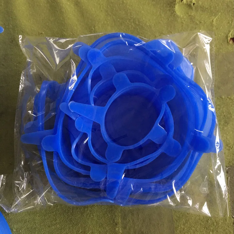 Blue 6 шт./компл. Универсальный силиконовые крышки стрейч крышка всасывания Пособия по кулинарии кастрюля силиконовый чехол Пан крышкой разлива фиксаторы уход за кожей лица маска чаша крышка Кухня гаджеты 35 - Цвет: Blue