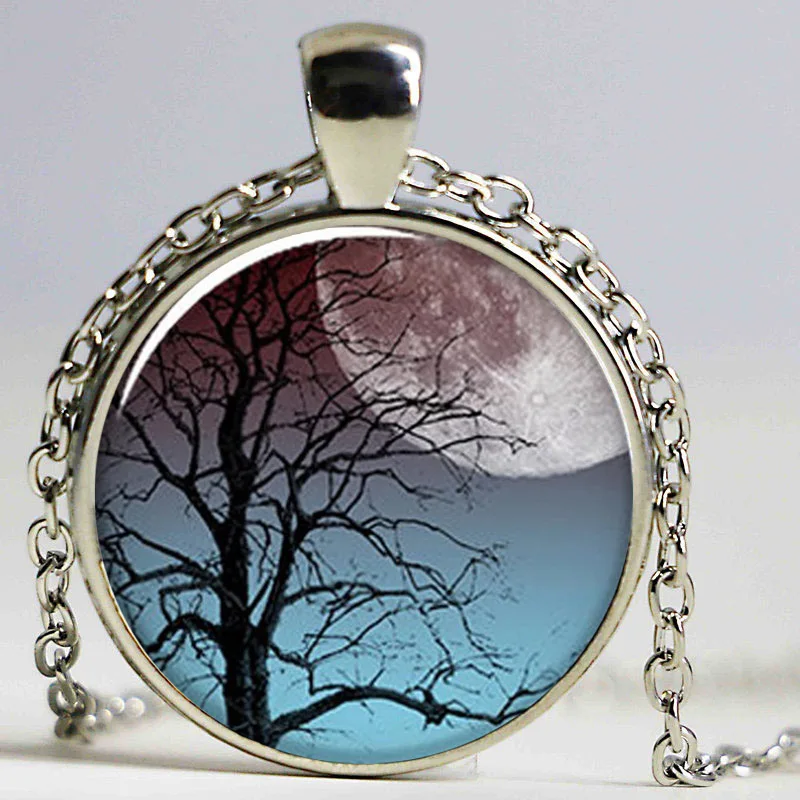 Плакучая ива дерево ожерелье Фото Кулон Ювелирные изделия измененное искусство
