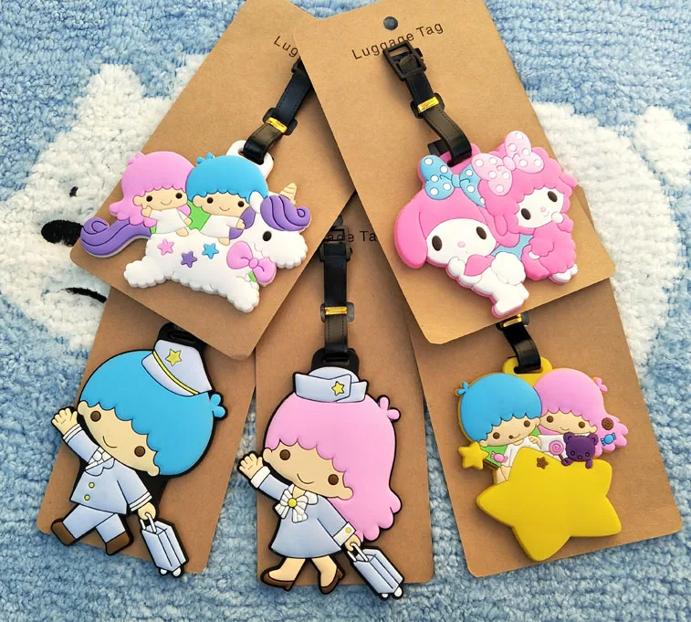 Ivyye персонажи Little Twin Stars ботики для костюмов vacaloid аксессуары для путешествий, чемодана бирка для Чемодана ID, адреса, ярлык на Портативный держатель тегов багажную бирку, Новинка