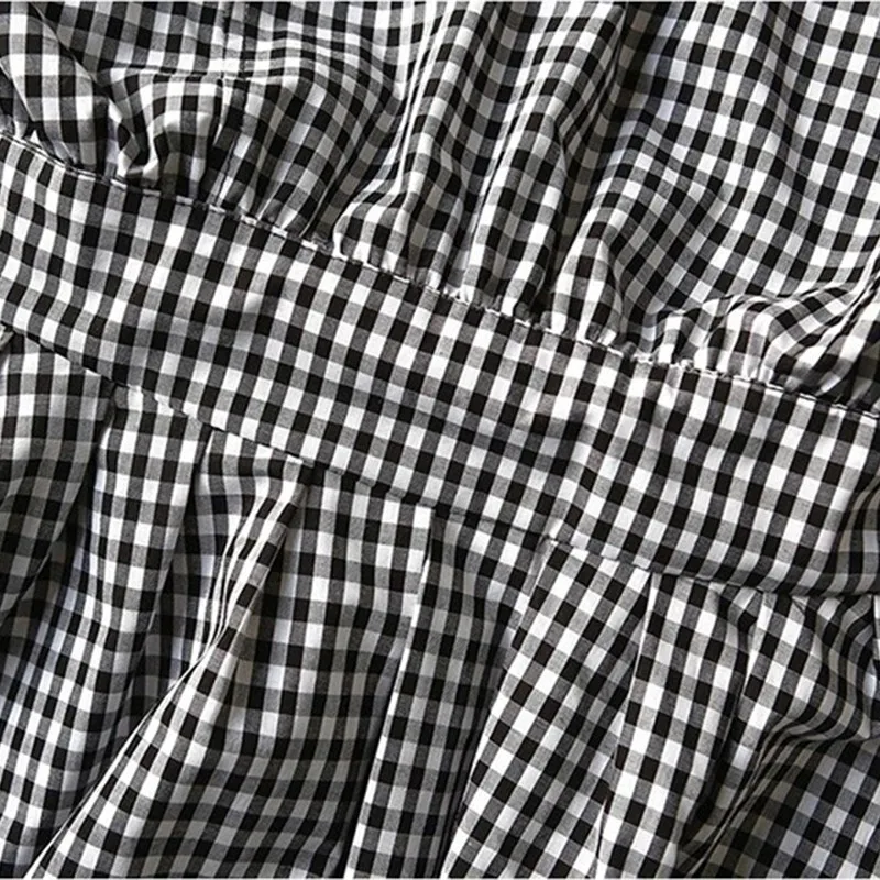 Women Plaid Mid Calf Casual Dress Streetwear Female Retro Simple Slim Long-sleeved Vestidos Holiday Travel Dresses | Женская одежда