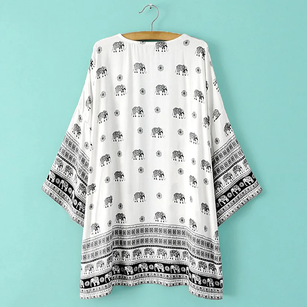 Новинка хлопковое парео для женщин женский кардиган с принтом слона и рукавом до