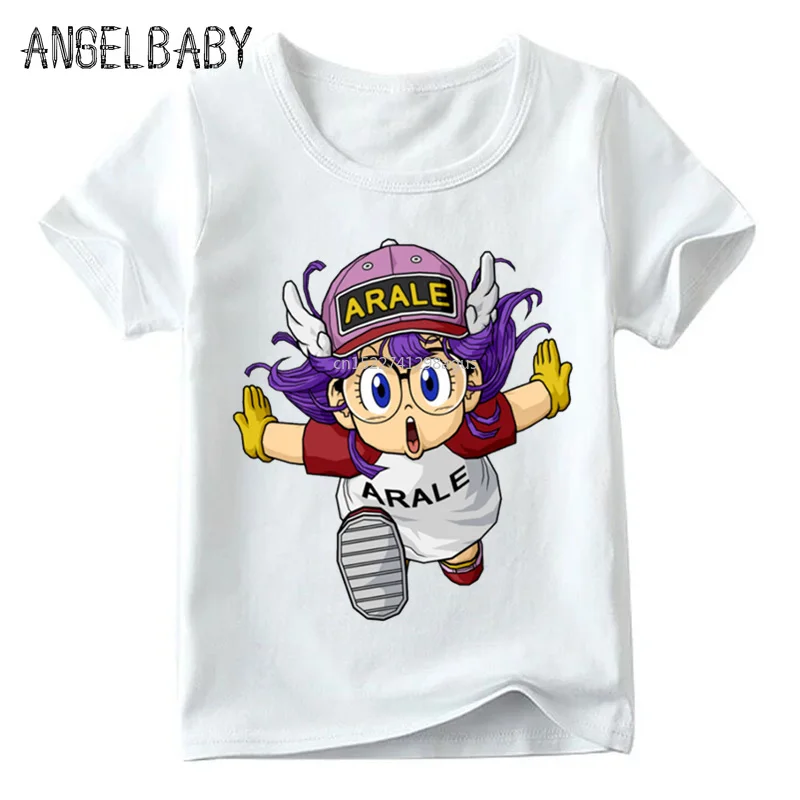 Детская забавная футболка с аниме Arale летние топы коротким рукавом для маленьких