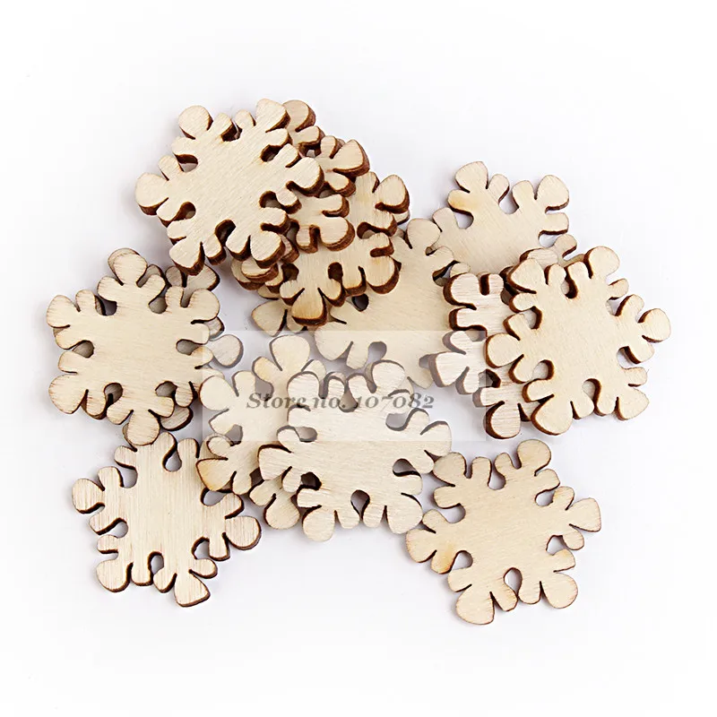 

500pcs 25mm Christmas Snowflake Embellishments Chips Crafts Home Xmas Tree Decorations natural color Confetti