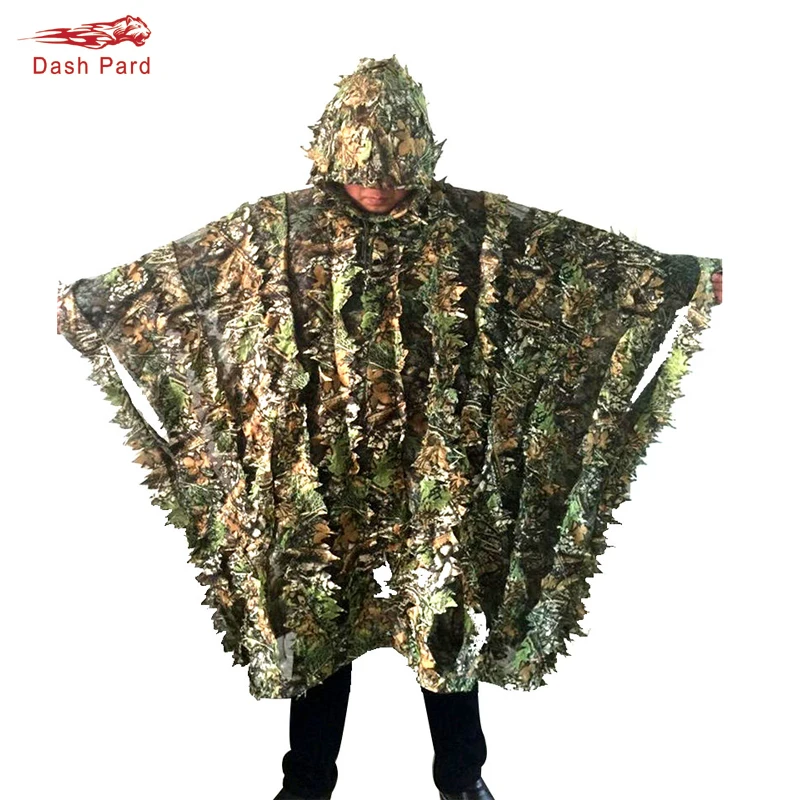 Leafy пончо джунглей Ghillie Костюмы для охоты Камуфляжный 3D Bionic Leaf Yowie сетка добавить 6