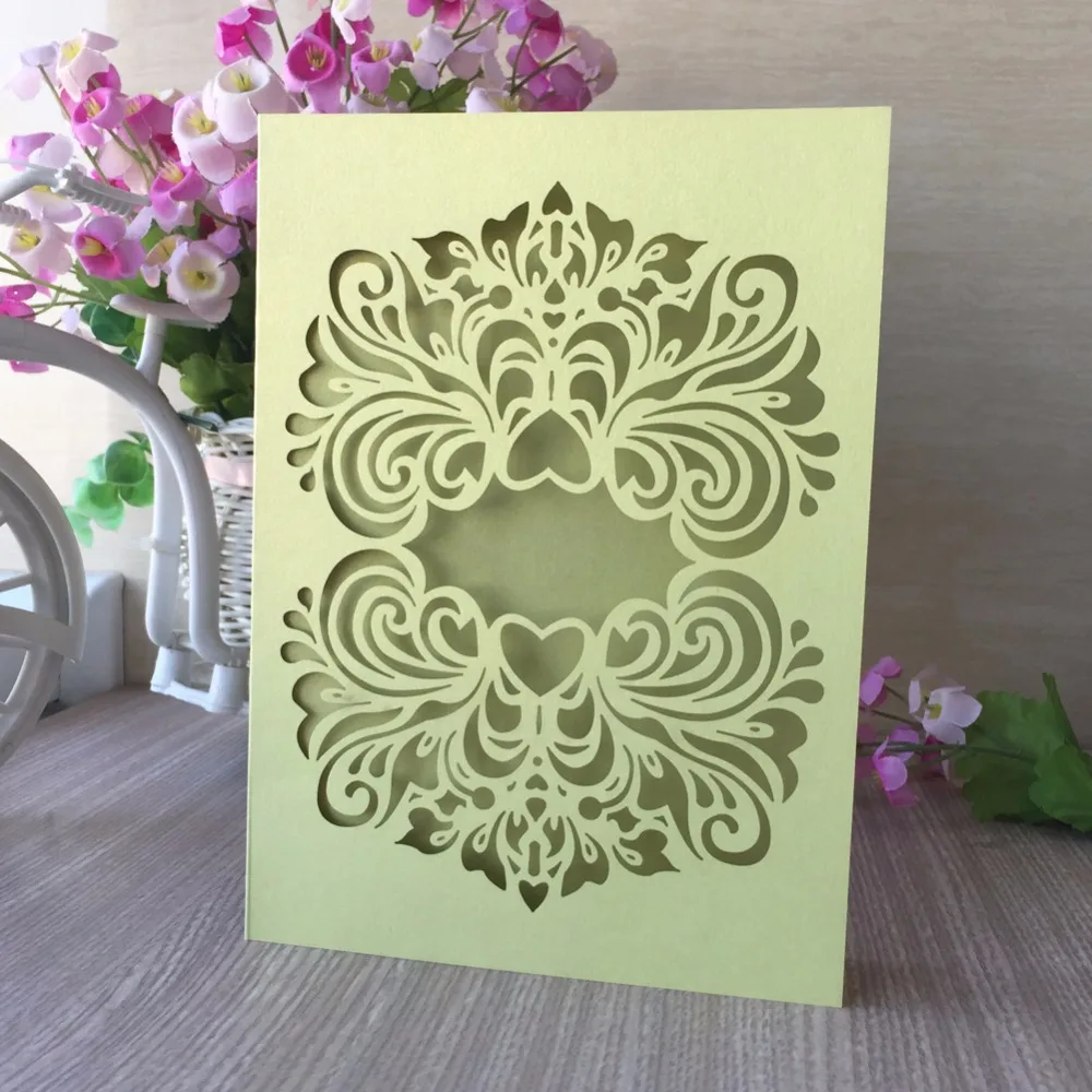

40Pcs/Lot Symmetrical Flower And Heart Pattern Wedding Invitation Card Postcard Name Card Greeting Card