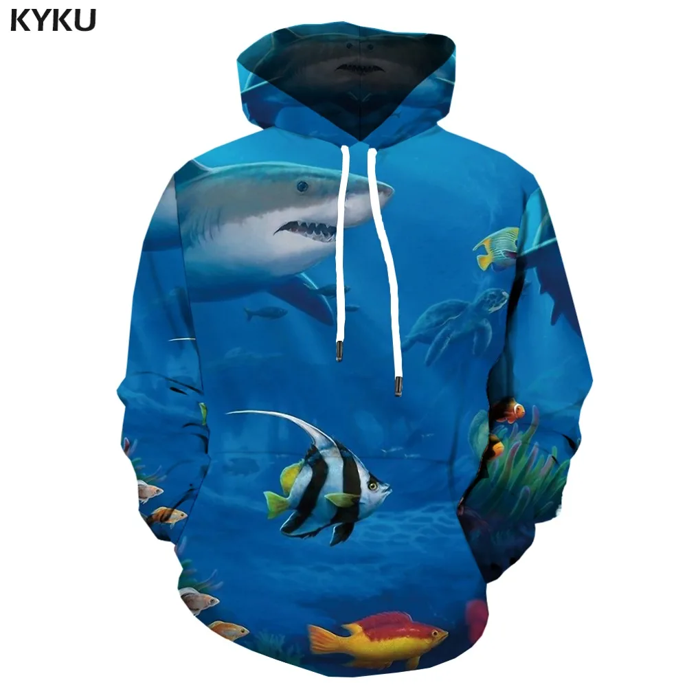 KYKU Fish/3d Толстовка с капюшоном для мужчин толстовки принтом карпа толстовка