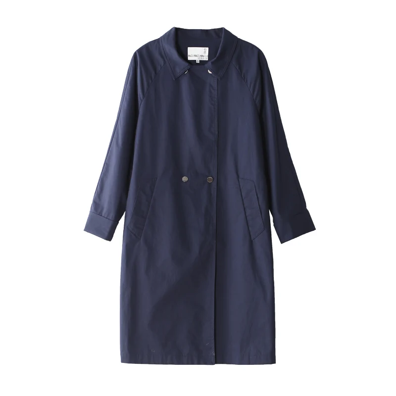 Toyouth 2019 Women Casual Button British Style Winter Long Outwear Navy Pocket Windbreaker Trench Coat With Waist Belt | Женская одежда