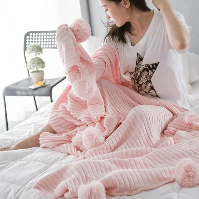 100% Хлопковое трикотажное одеяло с нитью высококачественное вязаное однотонное