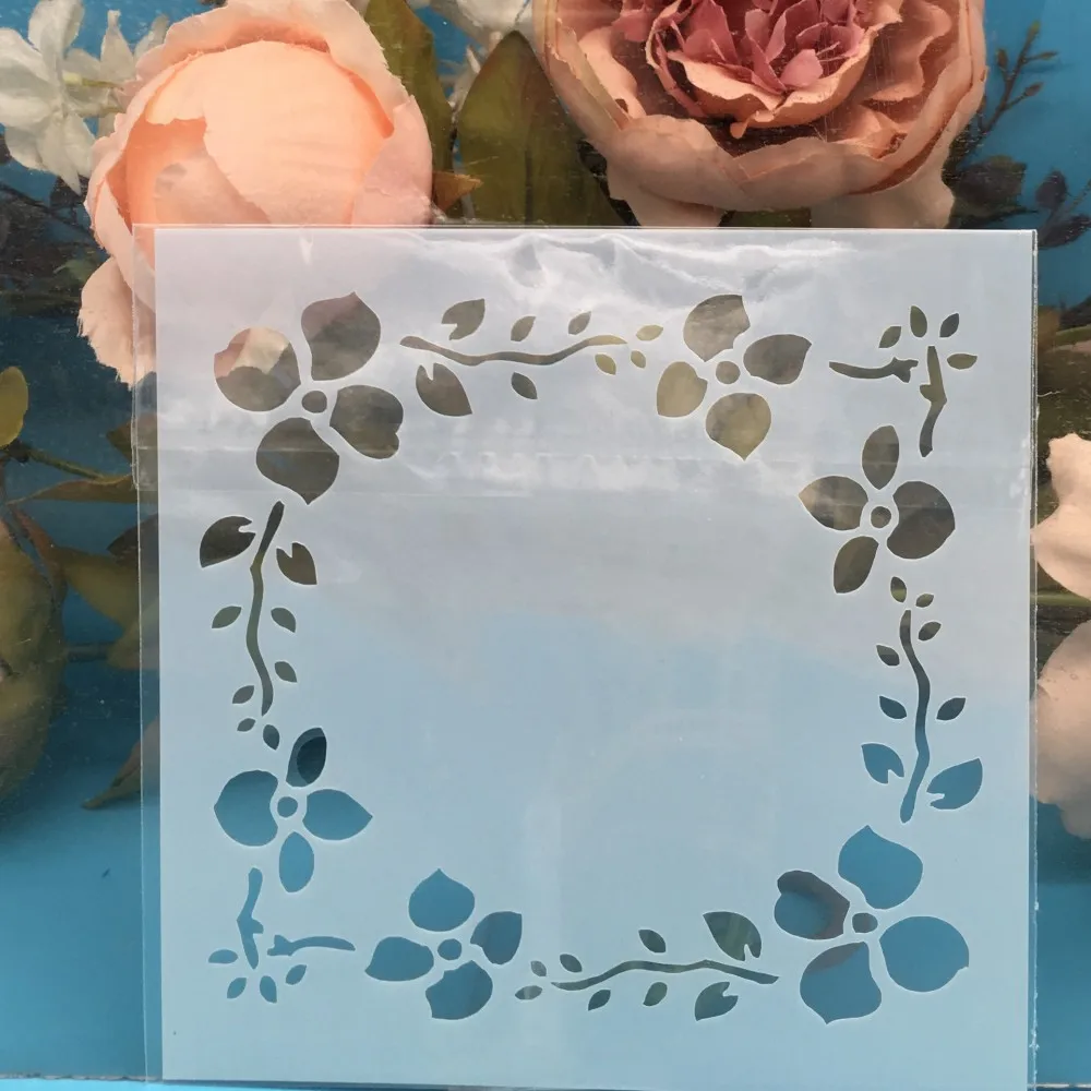 13 см квадратный цветок DIY Craft Многослойные трафареты настенная живопись