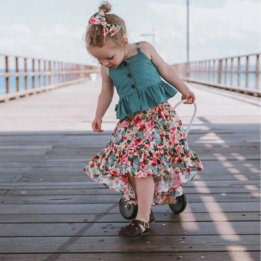 Летняя одежда для маленьких девочек топы принцессы в горошек с оборками без