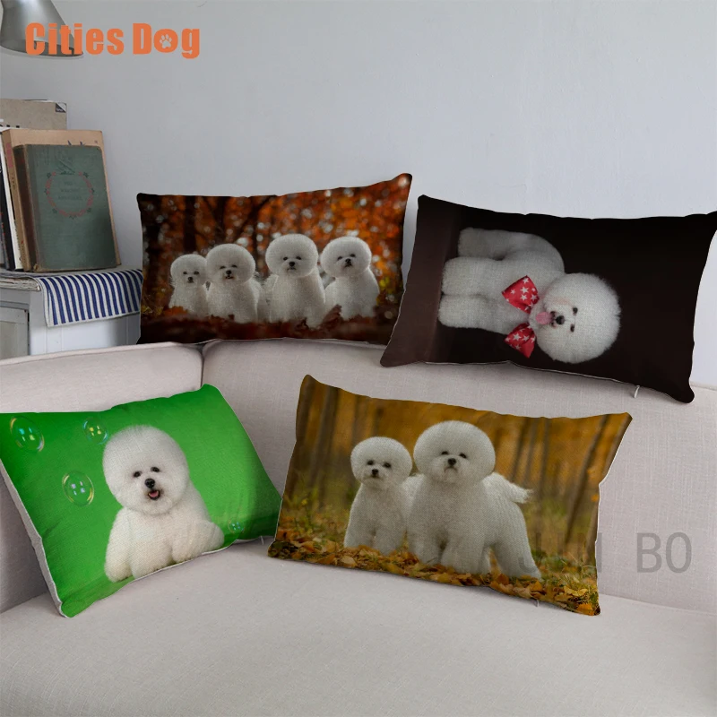 Подушка Bichon Frise в виде собаки наволочка для подушки новогодний декоративный