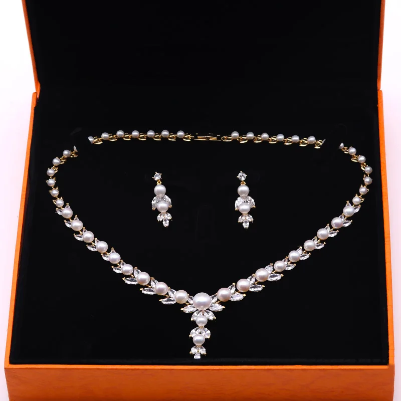 JYX Pearl Jewelry Set 4-9mm White Flat Round Freshwater Necklace &amp Earrings 16.5&quot | Украшения и аксессуары