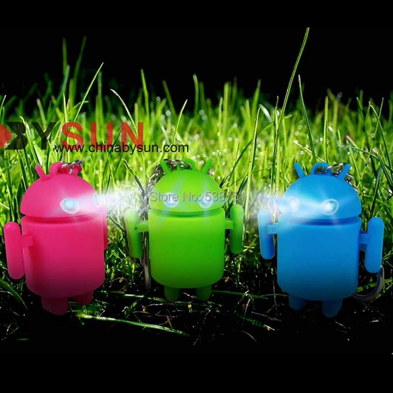 Бесплатная доставка FEDEX 100 шт./лот светодиодные брелки в виде робота со звуковой