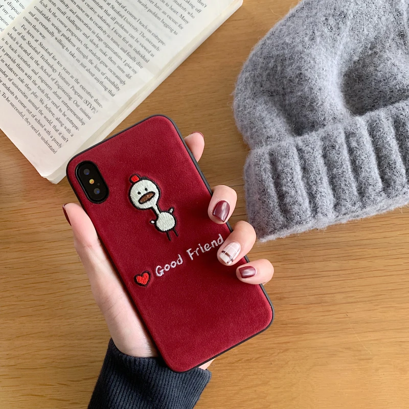 GlamPhoneCase Embroidery Good Friend Phone Case For iPhone XS Max XR 8 8plus 7 7plus 6/6S Plus Stylish Soft Tpu Back Cover |