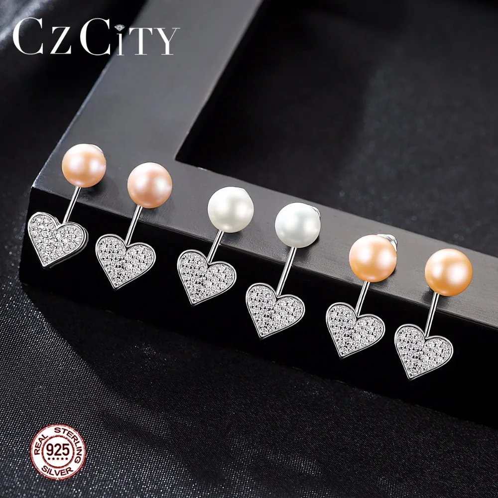CZCITY любящее сердце Форма CZ Ювелирные серьги 925 стерлингового серебра запчасти из
