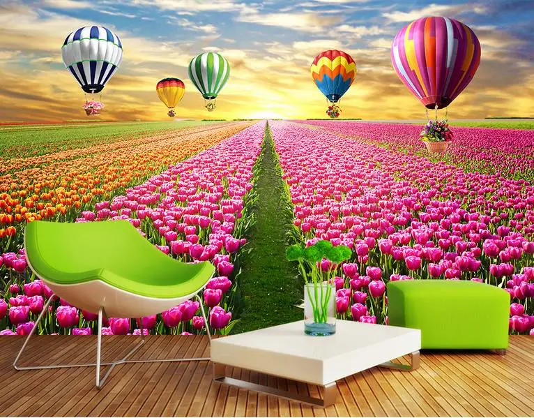 Индивидуальные обои с цветами тюльпанами для стен 3 d фотообои детской