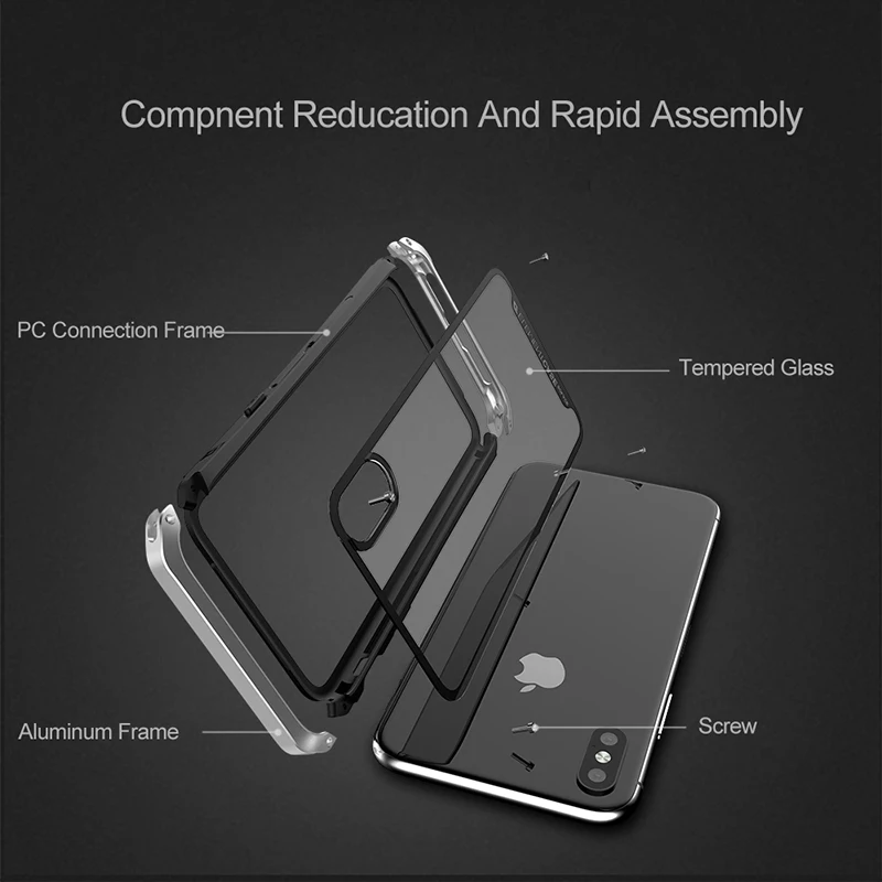 Soinmy противоударный металлический чехол для iPhone XR, чехол-броня, закаленное стекло, задняя крышка для iPhone 6, 7, 8 Plus, X, XS, XR, XS Max, роскошный чехол