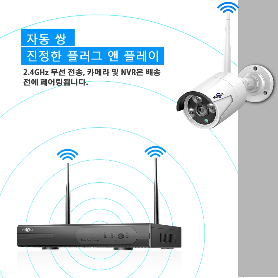 Hiseeu 4CH беспроводная камера безопасности Система 960 P ip-камера Водонепроницаемая наружная домашняя камера видеонаблюдения Система видеонаблюдения Комплекты видеонаблюдения
