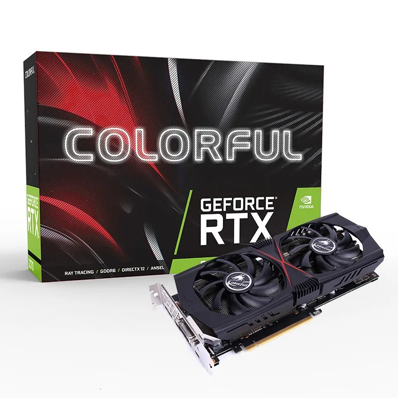 Цветная игровая видеокарта GeForce RTX 2070 GT 8GB GDDR6 TU106 с чипом 2304 CUDA 1620Mhz Boost Clock 256bit