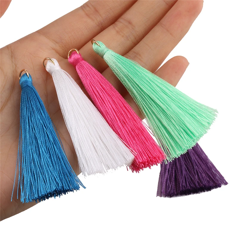 

500 pieces Metal Ring Tassels Polyester DIY Tassel 7cm Tassels for Jewelry Earing Handmade Accesorries 20 Colors Available