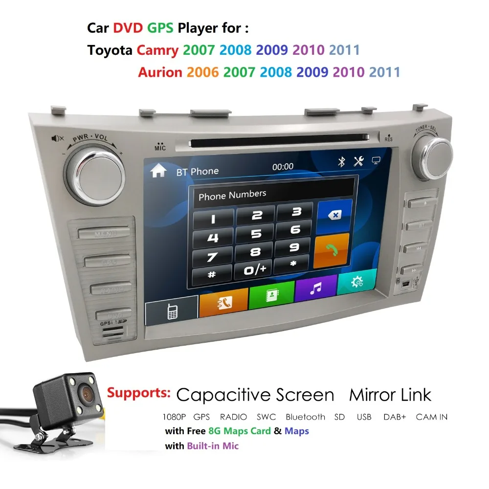 8 дюймов 2Din автомобильный dvd-плеер gps навигация авто радио для Toyota Camry 2007 2008 2009 2010 2011 Aurion 2006 RDS AUX USB SWC BT CAM