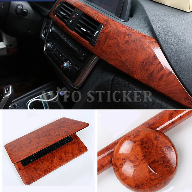 

50CM Width Glossy Wood Grain Car Inteior Vinyl Wraps Wooden Textured Furniture Laptop Decal Waterproof Self Adhesive Car Sticker