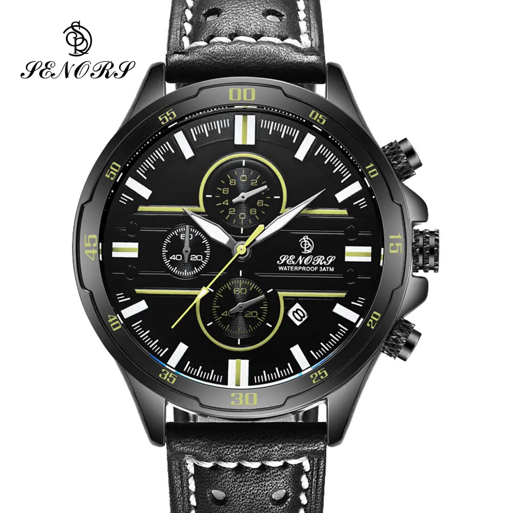 relogio masculino SENORS Mens Watches Top Brand Luxury Fashion Business Quartz Watch Men Sport Steel Waterproof Wristwatches|wristwatch