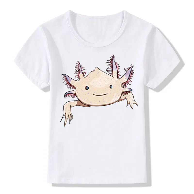 2019 летняя модная детская футболка с забавным принтом Axolotl Friend милые повседневные