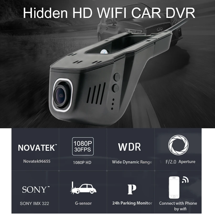 Kommander скрытый автомобильный видеорегистратор экран Full HD 1080 P для автомобилей Dash WDR