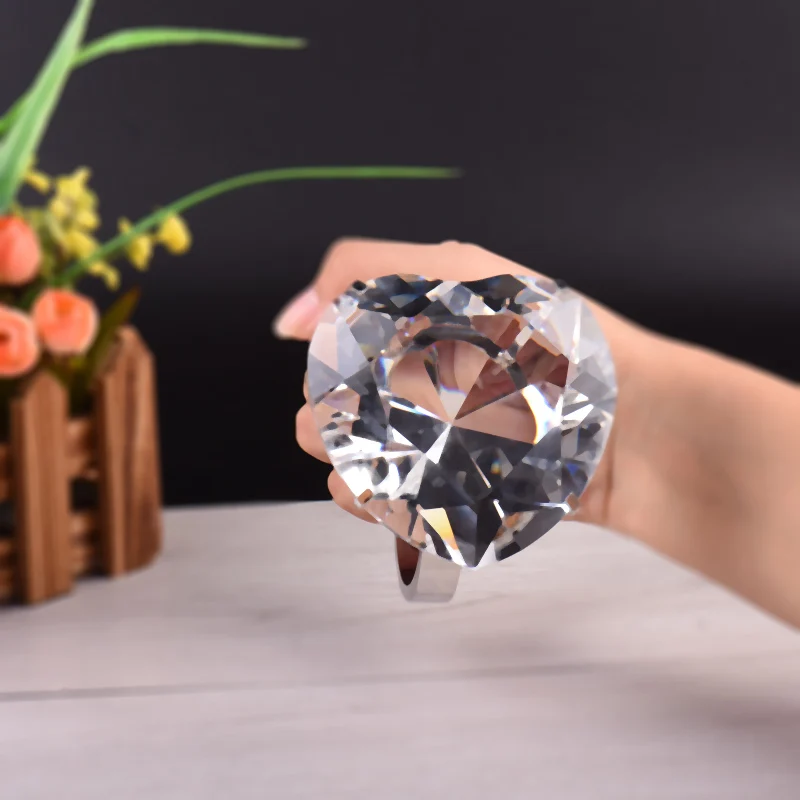 Модные свадебные украшения в форме сердца большое кольцо с кристаллами и