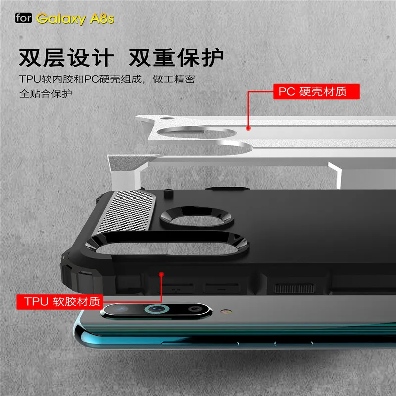 Mobile Phone Case For Samsung Galaxy A8S Hybrid Tough Shockproof Silicone Armor Bumper Hard A8s 6.4'' |