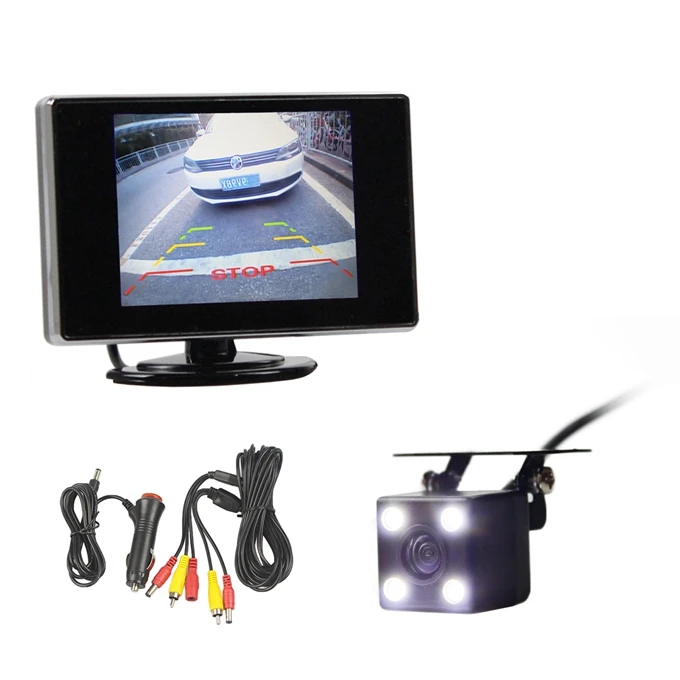 easy connect DIYSECUR 2в1 автомобильная система парковки Комплект 3," TFT lcd цветной дисплей заднего вида монитор+ Водонепроницаемая камера заднего вида - Цвет: easy connect