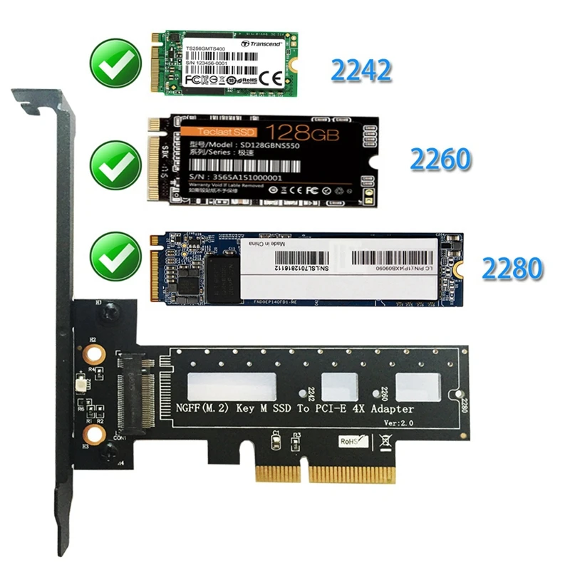M Key M.2 Nvme Ssd Ngff Тип Для Pcie Pci-E Pci Express 4X адаптер с радиатором компьютерный для ПК |