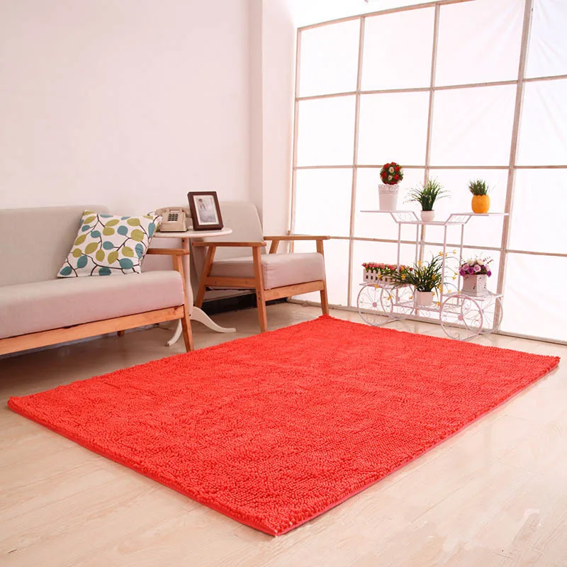 Deep Pink Rugs 17-Цвет анти-скольжения ковры ткань с ворсом из шенили красный Ванная комната коврики для дома украшения Гостиная на коврике арабских цифр впитывающие коврики ковер - Цвет: Deep Pink Rugs