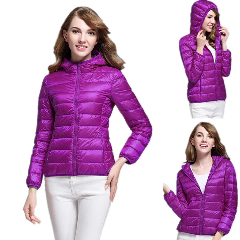 Женский ультра легкий пуховик зимний на утином пуху женская тонкая парка с