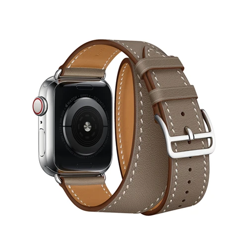 Etoupe Для Apple Watch Series 4 3 2 1 Swift кожаный двойной одиночный Тур часы группа Herm Логотип Ремешок для iWatch замена Браслет ремень - Band Color: Etoupe