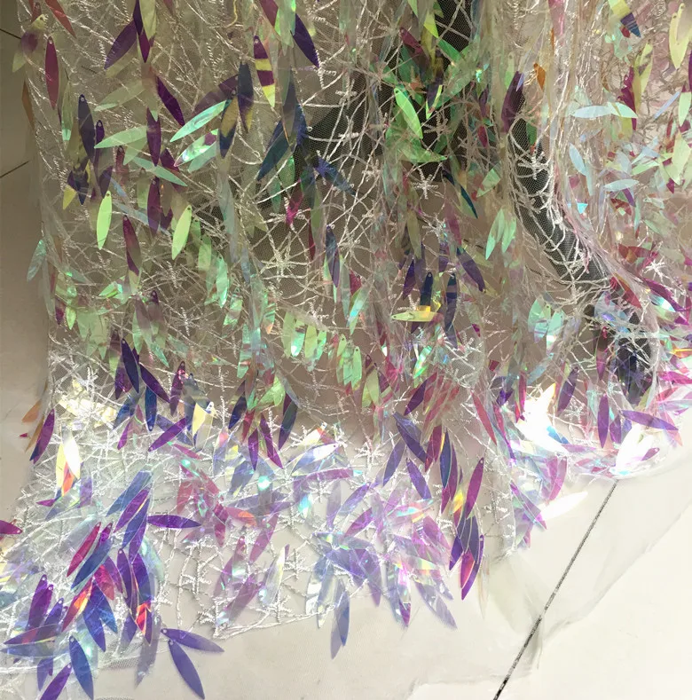 Цветочная вышивка блестящая градиентная симфония модные ткани рыбья чешуя